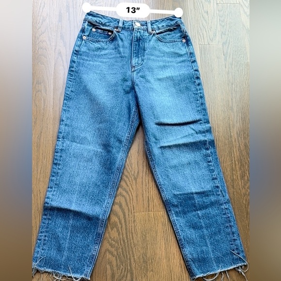 Asos Sz 30 Jeans Design Curve Recycled Florence Straight Leg Cut Off Side Splits - Picture 5 of 7